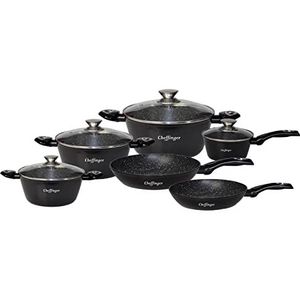 Cheffinger Cf-Fa1010-Blk: 10-Delige Marmeren Gecoate Pannenset