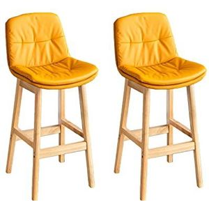 Barkruk Barkruk Barkruk Set van 2 Retro Kunstleer Armless Massief Houten Frame Keuken Bar Stoelen, Keuken Eetkamerstoel, Comfortabele Gewatteerde Zitting