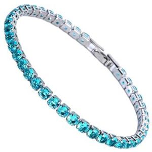 WUUISDNX 925 Sterling Zilver Dames Heren Goud Zilver Kleur Armband Voor Vele Gelegenheden Gratis Aanpassing Koper Uitstekend, platina blauw 19 cm