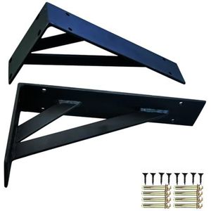HDEYRSX 2 Stuks Zwevende Plankbeugels,Zware Plankdragers,Metalen Driehoekige Plankhouders,Ijzeren,Wandhouders voor Magazijnplank,Boekenplank,Keukenplanken,met Schroeven (80cm x 30cm,Zwart)