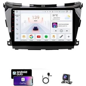 9 Inch Autoradio Compatibel voor Nissan Murano 2015-2017 met GPS Navigatie CarPlay Android Auto Acht-Core 4G Bluetooth WiFi MirrorLink Stuurwiel Afstandsbediening(T4 8 Core 4G+Wifi 4G+64G)