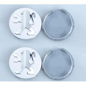 SJZZJMZ 4 stuks auto wielnaafdoppen voor Peugeot 106 107 206 207 306 307 506 507 108 208 308 60mm auto wieldoppen wieldoppen stickers vervanging B