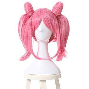 MTnoble Pruik Pink hittebestendige synthetische Hair for Sailor Moon Chibi Moon Cosplay (Color : Pink, Stretched Length : 14inches)