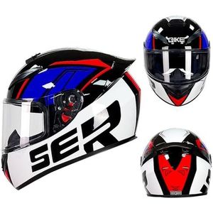 Motorhelmen Race Motocrosshelmen, DOT-goedgekeurd, for bromfietsen Cruisers Scooters (maat medium)(SER Blue,Medium)