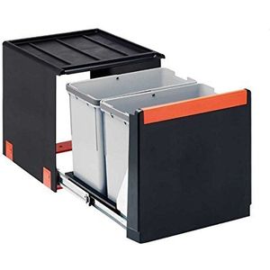 FRANKE | Afvalemmer Cube 40 (134.0039.330) | Containers : 2 x 14L | Kleur : zwart