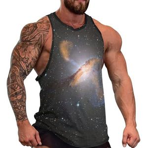 Grijze Galaxy Heren Tank Top Grafische Mouwloze Bodybuilding Tees Casual Strand T-Shirt Grappige Gym Muscle