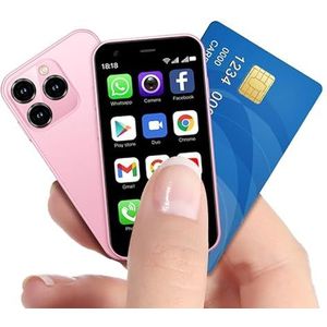 McMgc Mc15mini ontgrendeling 4G, mini-smartphone, 3,0 inch, dubbele kaart, batterij 2000 mAh, camera 5 MP + 5 MP, basistelefoon Face Unlock (roze)