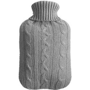 DieffematicRSD Warmwaterkruik Grote zachte natuurrubberen 2L handwarmwaterkruikzak Warme namaakbont fleece gebreide hoes met water gevulde tas (Color : Gray)