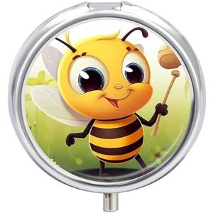 Bee Pill Box Leuke Ronde Pil Case Draagbare Geneeskunde Tablet Vitamine Houder Organizer voor Portemonnee Pocket