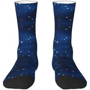 Longyiyi Blue Shining Stars patroon Print Volwassen Kleurrijke halflange sokken met man en vrouw voor dagelijks gebruik, casual, sport., 2 Zwart-2, One size