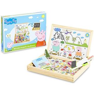 Peppa Pig Magneten Whiteboard, Dubbelzijdig Krijtbord, Educatief Speelgoed voor Kinderen met Houten Magneet, Kinderspeelgoed 3 Jaar +, Cadeau voor Kinderen