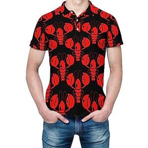 Kreeften Red Rivierkreeft Heren Shirt met korte mouwen Golfshirts Regular-Fit Tennis T-Shirt Casual Business Tops