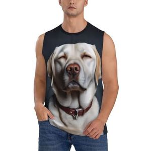 Leuke Labrador Hond Heren Vesten Bodybuilding Atletische Zomer Workout Tank Top Mouwloos T-Shirt Fitness Tank Running Gym Vest Sneldrogend, 3 D, XXL