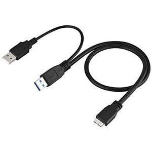 USB3.0 Naar Micro-B-kabel, 50 Cm Standaard USB 3.0 A Male Naar Micro-B Male + Male Voeding Y-kabel voor Mobiele Harde Schijf HDD/USB HUB