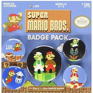 Badgepack 5 Pezzi Super Mario Bros Retro