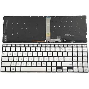 Laptoptoetsenbord voor ASUS voor ZenBook voor Pro 15 UX535LH UX535LI UX535QA UX535QE Verenigde Staten VS met achtergrondverlichting blauwgrijs zwart zilver(Silver)