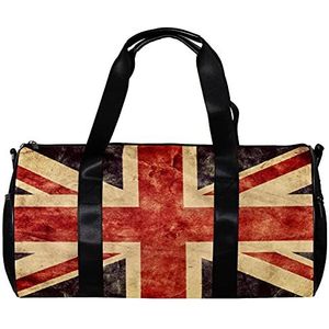 Ronde sporttas met afneembare schouderriem Union Jack Vintage UK vlag training handtas overnachting tas voor vrouwen en mannen