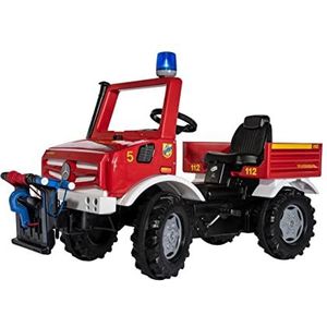 Rolly Toys RollyUnimog Brandweerunimog met lier RollyPowerwinch (zonder schakeling, pedaal voor kinderen, verstelbare zitting, fluisterbanden, voor- en achterkoppeling, brandweerauto)