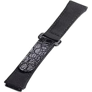 Kijk naar bands Horlogebanden 25MM heren nylon canvas stiksels lederen horlogeband accessoire man horlogeband vervangende riem Vrijetijdsplaatsen (Color : Noir, Size : 25mm)