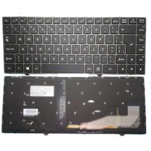 Laptoptoetsenbord voor Shuttle SHM16G38PAJF512 82R-14E260-4218 16G3JF510PAL-E Braziliaans BR met grijs frame, zwart achtergrondverlichting