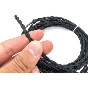 Gevlochten elektrische draad Kabelgoot 2-aderig 0,75 mm dubbel geïsoleerd stoffen lampensnoer 300V veelkleurig, meerdere maten(Black,5meter)