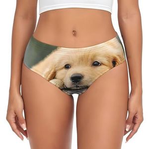 yagDAA Luie Hond Puppy Print Womens Ondergoed Zachte Elastische Bikini Slips Knickers Dames Hipster Slipje Onderbroek, Zwart, S