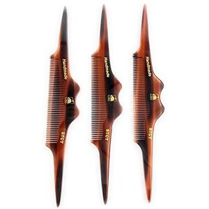 G.B.S Stijlvolle STCT handgemaakte haarkam - celluloseacetaat onbreekbare kammen, snor kam voor mannen, plagen haarkam, uniek ontwerp, schildpad schildpad schildpad shell antistatisch, fijne tand Pack