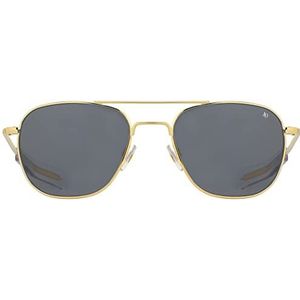 American Optical Original Pilot Sunglasses - Nylon Lenses - Bayonet Temple (Gold/Grey, 57)