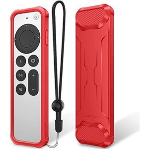 Fintie Beschermhoesje voor 2022/2021 Apple TV Siri afstandsbediening - zachte TPU antislip stootvaste hoes voor Apple TV 4K / HD Siri Remote Controller (3e /2e generatie), (rood)