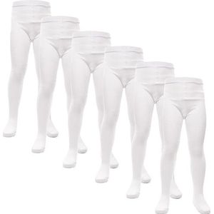 A2Z 4 Kids Meisjes Katoen Rich Uniform School Tights - UFTights White 6 Pack 9-10
