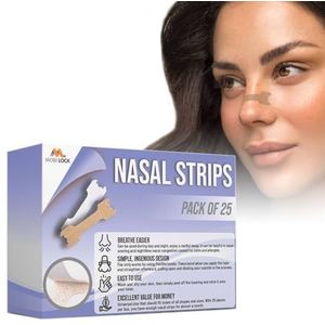 25 Stuks Anti-Snurk Neusstrips (Grote Maat) - Verlicht Neusverstopping Door Verkoudheid & Allergieën - Verbetert De Luchtstroom - Snurkoplossing Voor Mannen & Vrouwen - van Mobi Lock