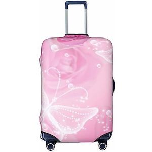 TOMPPY Roze en witte vlinder bedrukte bagage cover elastische wasbare koffer cover anti-kras koffer beschermer fit 45-90 cm bagage, Zwart, XL