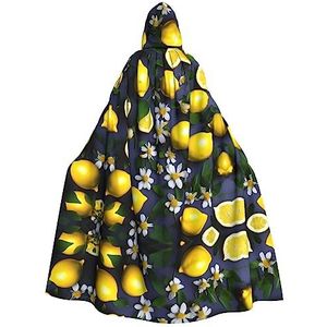 Citroen En Bloem Unisex Hooded Lange Polyester Cape,Cosplay Kostuums Kerstfeest Vampieren Mantel