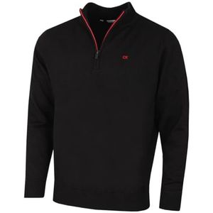 Calvin Klein Heren Campus 1/2 Zip Soft Feeltrui - Zwart/Rood - M