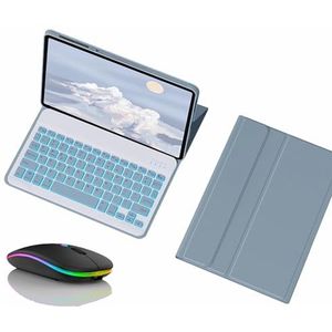 Toetsenbordhoes voor HUAWEI MatePad Pro 12.2 (2024), 7 Kleuren Achtergrondverlichting, Magnetisch Afneembaar Draadloos Achtergrondverlichting Toetsenbord met Bluetooth Muis,Blauw