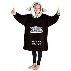 Disney The Mandalorian kindertrui met capuchon, XL-trui van fleece, Baby Yoda, Zwart, Eén maat (Bruin/Groen)