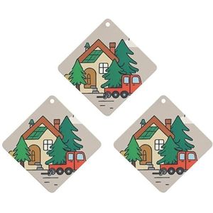 3 Stks Ruit Consign Hout Gedrukt Opknoping Geur Geurkaarten Luchtverfrissers Aromatherapie Tabletten Voor Auto Slaapkamer Garderobe Schoenenkast Reizen