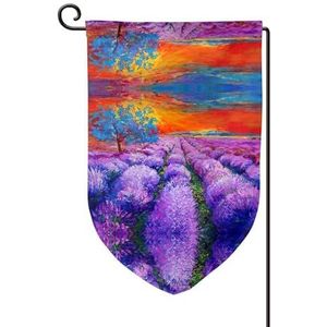 Olieverf schilderij van lavendel tuin vlag dubbelzijdige boerderij tuin vlag lente zomer buiten decoratie 30 x 45 cm