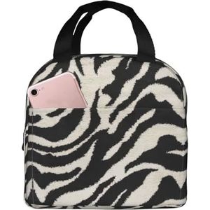 SUHNGE Zebra geïsoleerde lunchtas met dierenprint, Rolltop lunchbox draagtas voor vrouwen, mannen, volwassenen en tieners