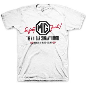 Officially Licensed M.G. Cars Co. - England Mens T-Shirt (White), L