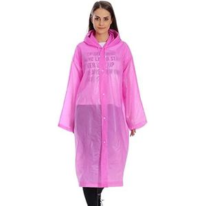 Poncho Regenjas 5 Stks Unisex Lange Regenjas Met Capuchon, Herbruikbare Transparante Regenponcho's, EVA Waterdicht Regenkleding(Pink)