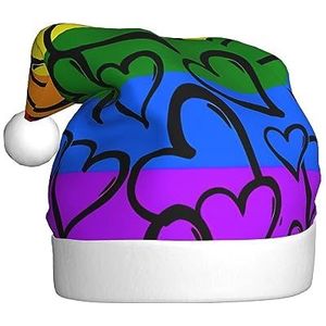 QQLADY Gay Pride Regenboog Patroon Kerstman Hoed Voor Volwassenen Kerst Hoed Xmas Vakantie Hoed Voor Nieuwjaar Party Supplies