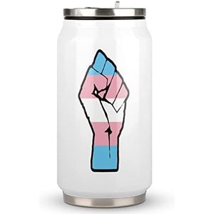 Verhoogde Vuist Transgender Vlag Reizen Mok met Deksel Cola Cup Geïsoleerde Tumbler Water Fles Thee Cup Voor Vrouwen Mannen