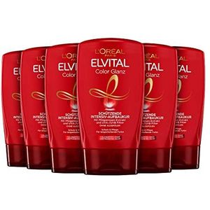 L'Oréal Paris Elvital Haarkuur, kleurbescherming zonder uitspoelen, voor gekleurd of highlights haar, zonder parabenen, Color-glans intensieve opbouwkuur, 6 x 125 ml