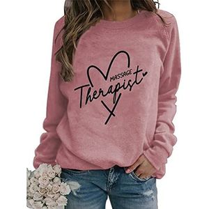 Massage Therapist Sweatshirt for Women Letter Printed Crew Neck Pullover Tops Heart Graphic Physical Therapy Gift