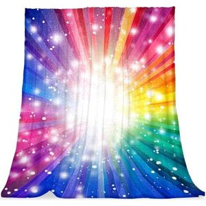 Gooi deken, zachte dekens en plaids, kleurrijke regenboog zon, 59x51 inch