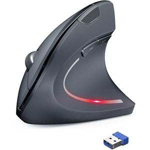 TechRise Ergonomische muis, 2.4G draadloze verticale muis - 4800 DPI optische stille muis met 5 instelbare DPI, 6 toetsen voor Windows, Mac, Chromebook, Linux, notebook, laptop, pc (wit)