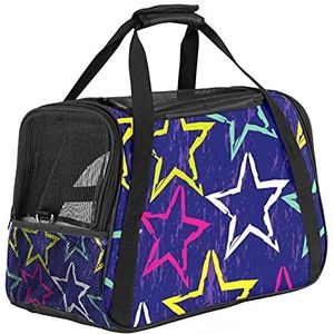 Pet Travel Carrying Handtas, Handtas Pet Tote Bag voor Small Dog and Cat Stars Blue