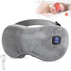 Warmtebril met accu zonder kabel, verwarmd oogmasker, verwarmd masker, 3 warmtestanden, elektrisch, ondoorzichtig, wasbare hoes, reizen, geschenken, grijs