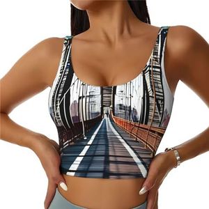 Brooklyn Bridge Print Comfortabel Vrouwen Sport Vest Yoga Workout Vest voor Vrouwen Lichtgewicht Zomer, Zwart, S